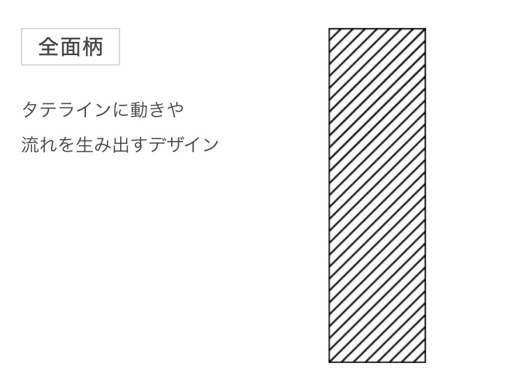 全面柄。タテラインに動きや流れを生み出すデザイン